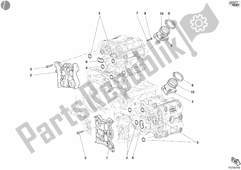 Wszystkie części do Kolektor Dolotowy Ducati Superbike 749 R USA 2006